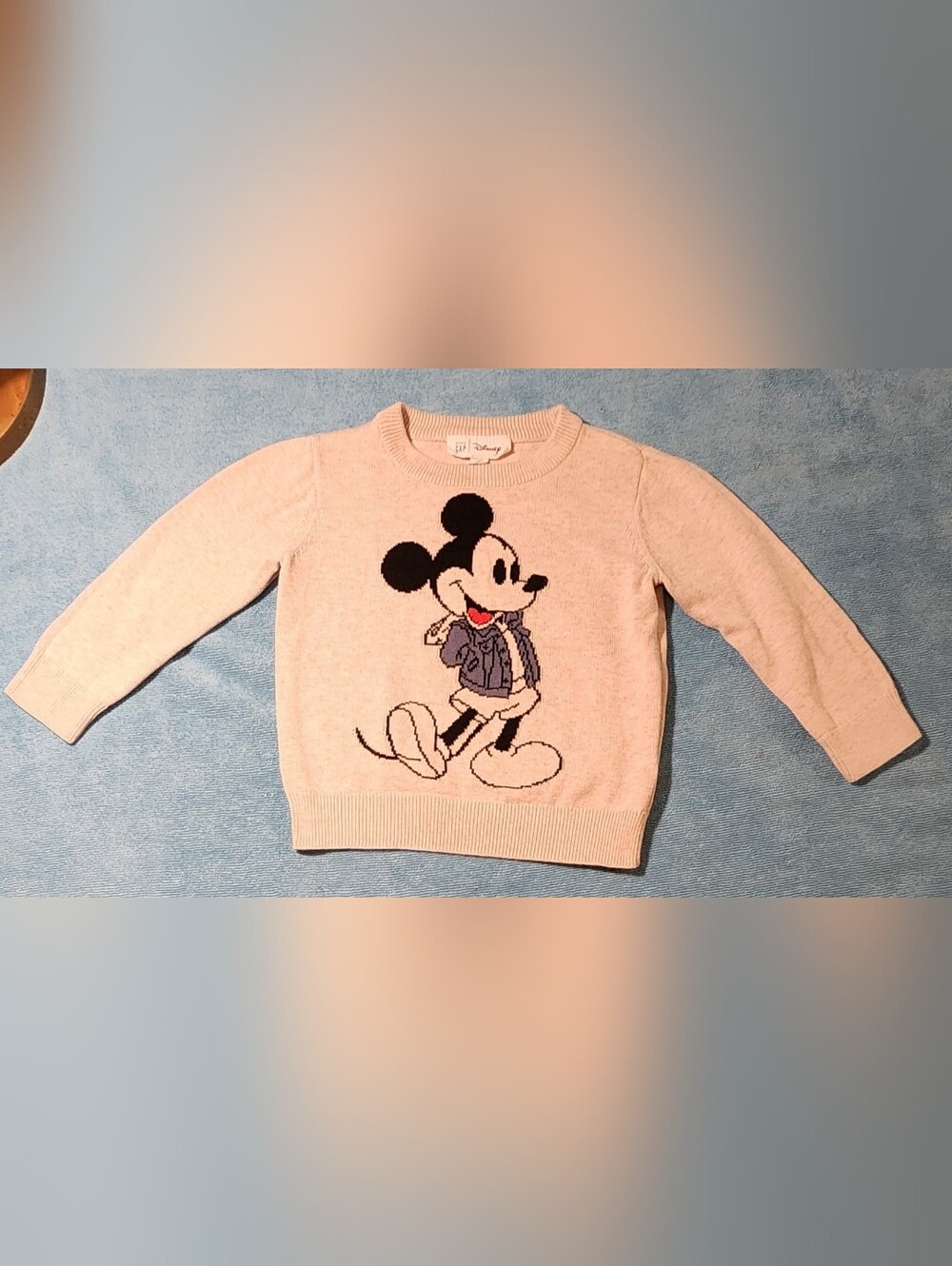 100% Cotton BabyGap Beige Mickey Mouse Knit Sweater - Disney